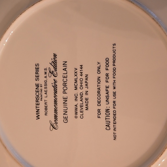 Vintage Robert Laessig Winterscene Series Porcelain Plate 1975 Christmas - Picture 6 of 7